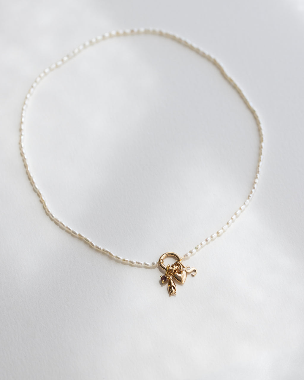 Pearl Charm Holder Necklace