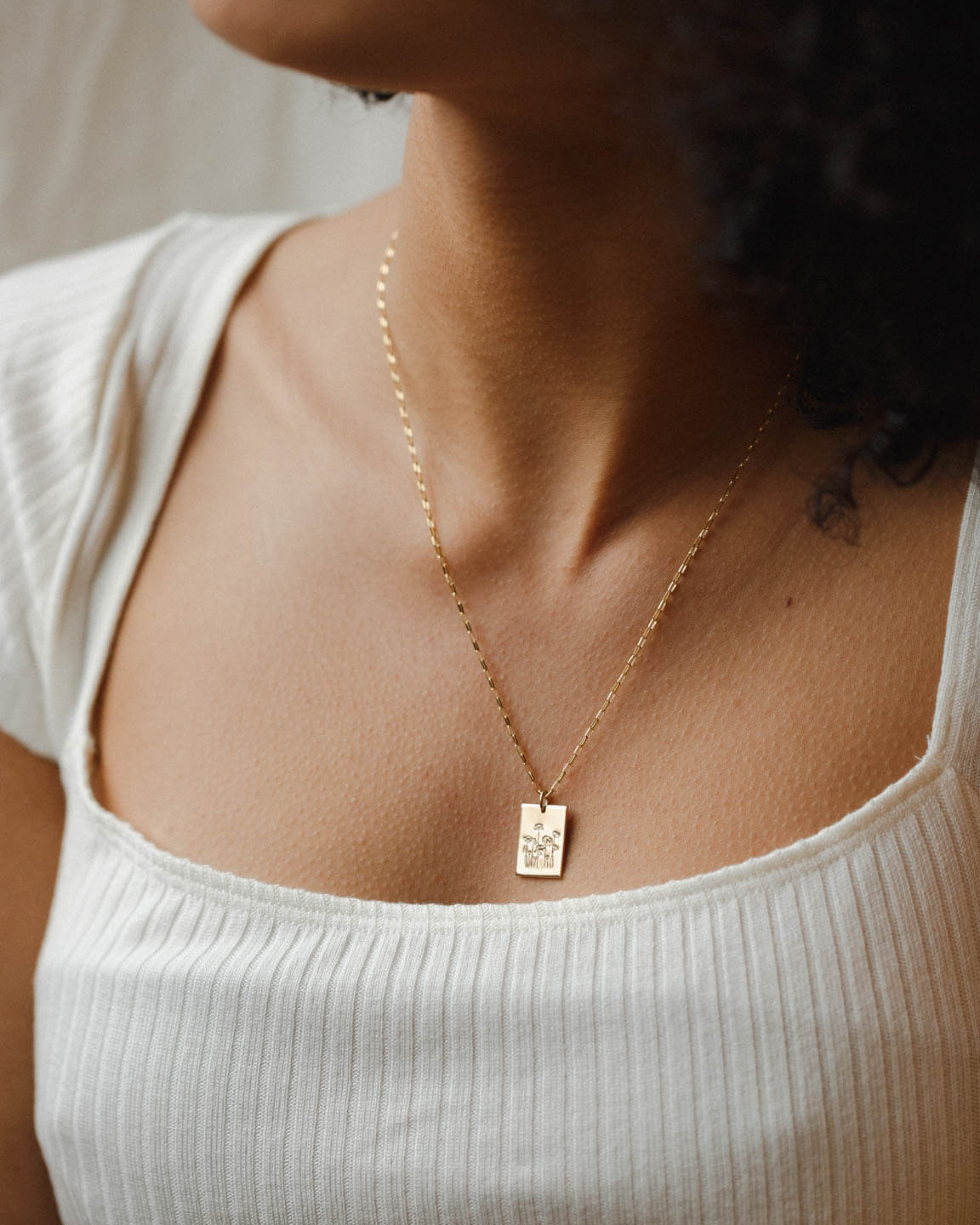 GLDN Flower Personalized Necklace. 14K Gold Fill / Gardenia