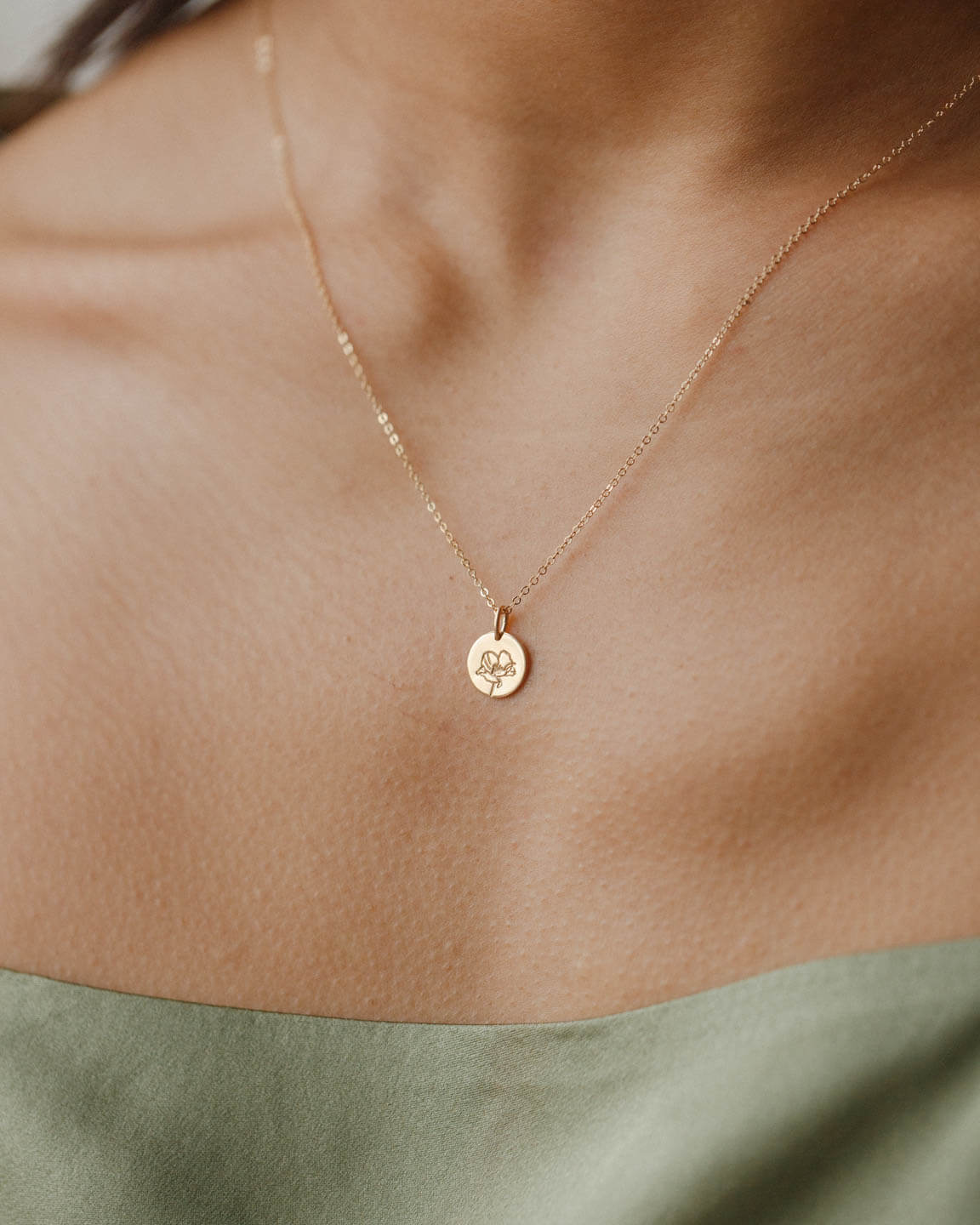 Lily flower necklace, 14k gold unique personalized pendant, engraved f –  Lily & Dahlia