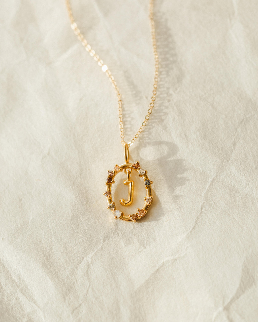 Gemstone Frame Initial Pendant
