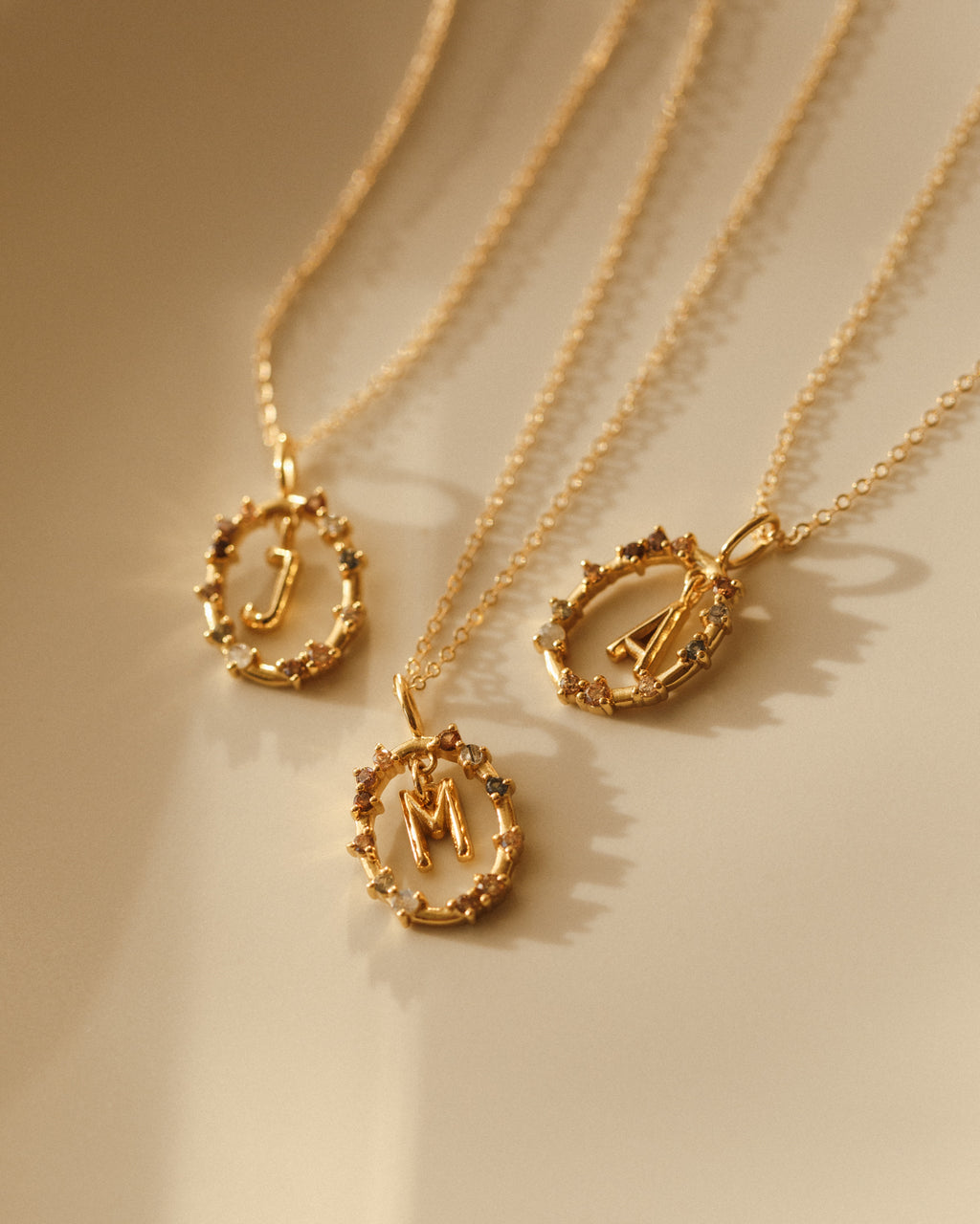 Gemstone Frame Initial Pendant