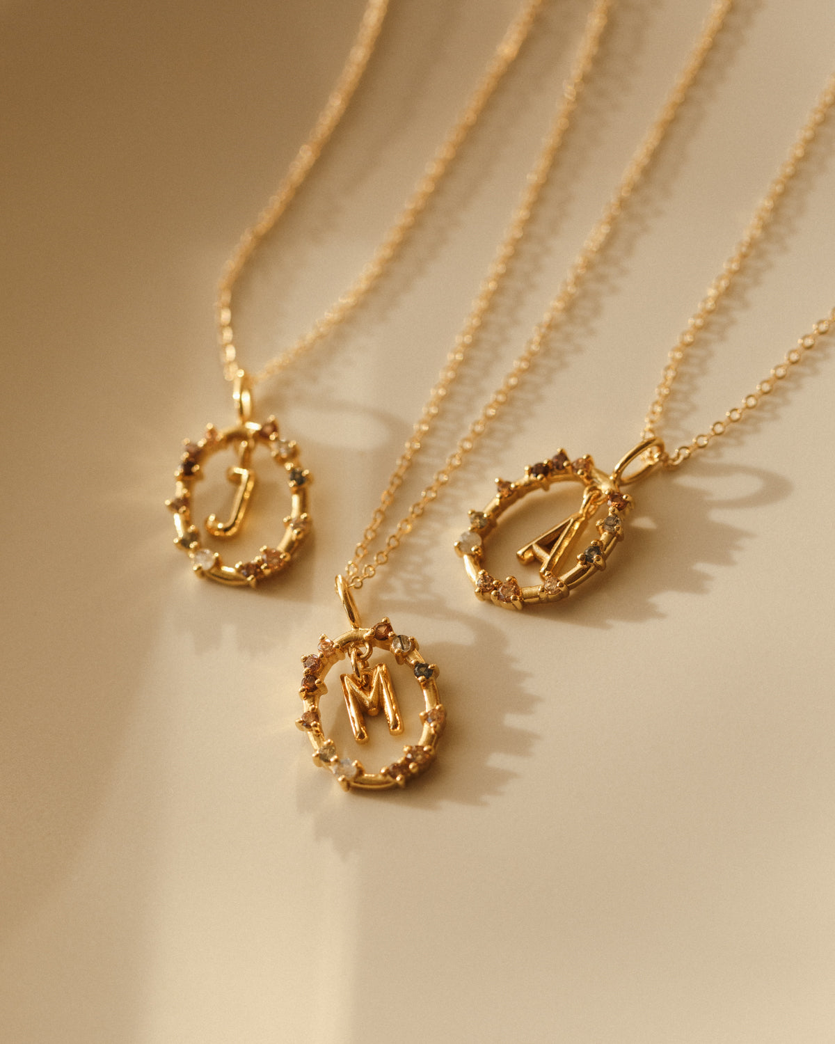 Gemstone Frame Initial Pendant
