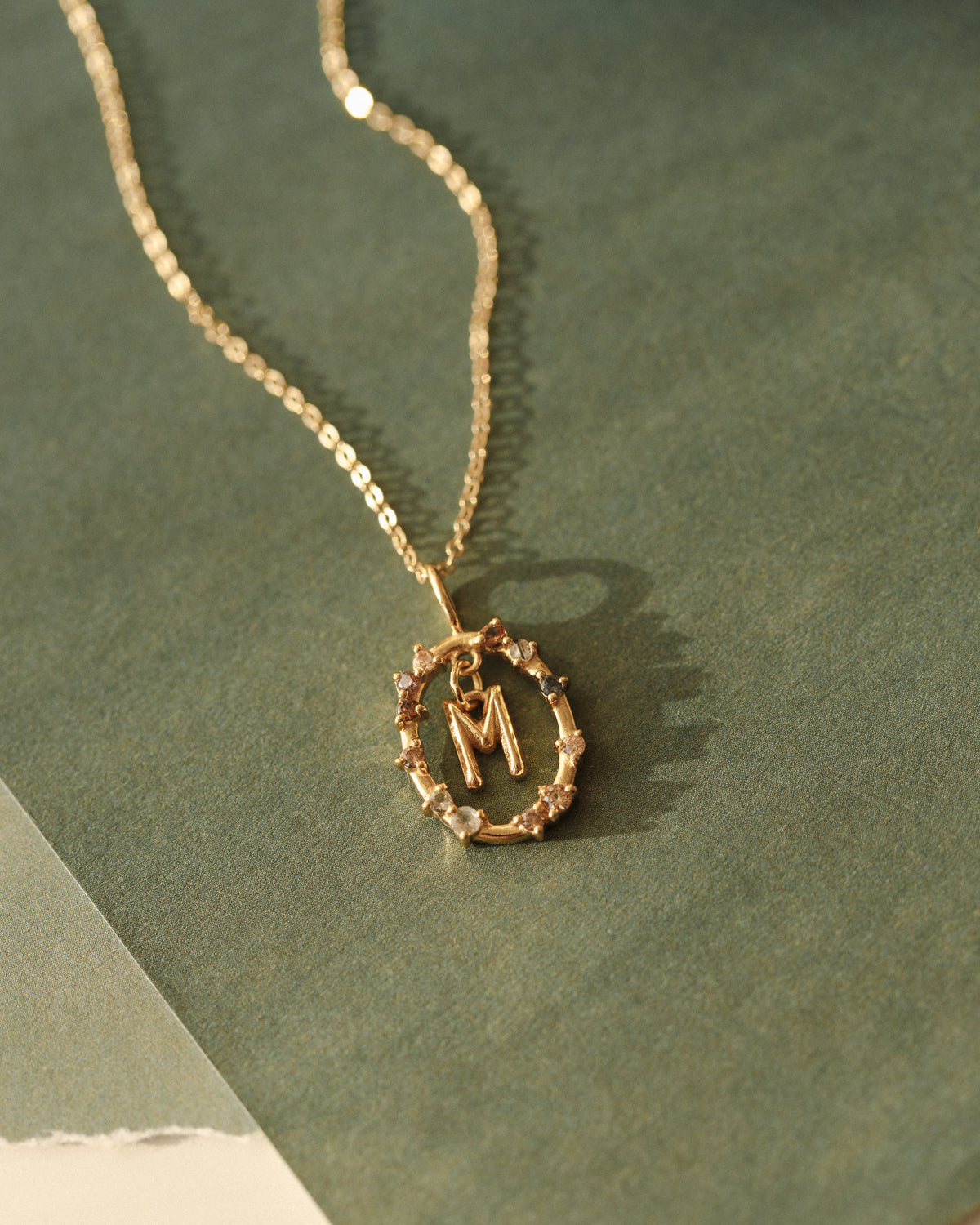 Gemstone Frame Initial Pendant
