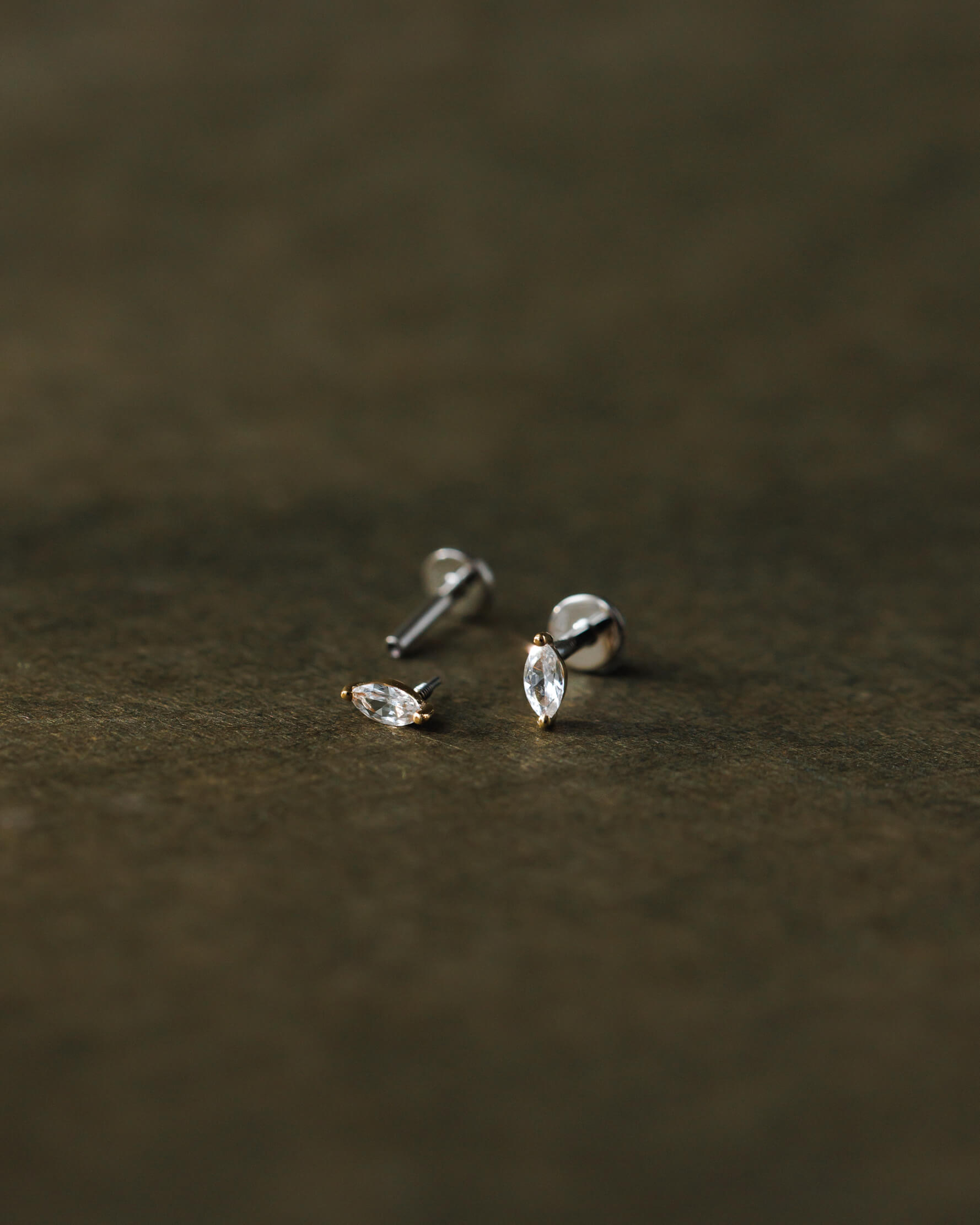 Marquise White Sapphire Flatback Studs