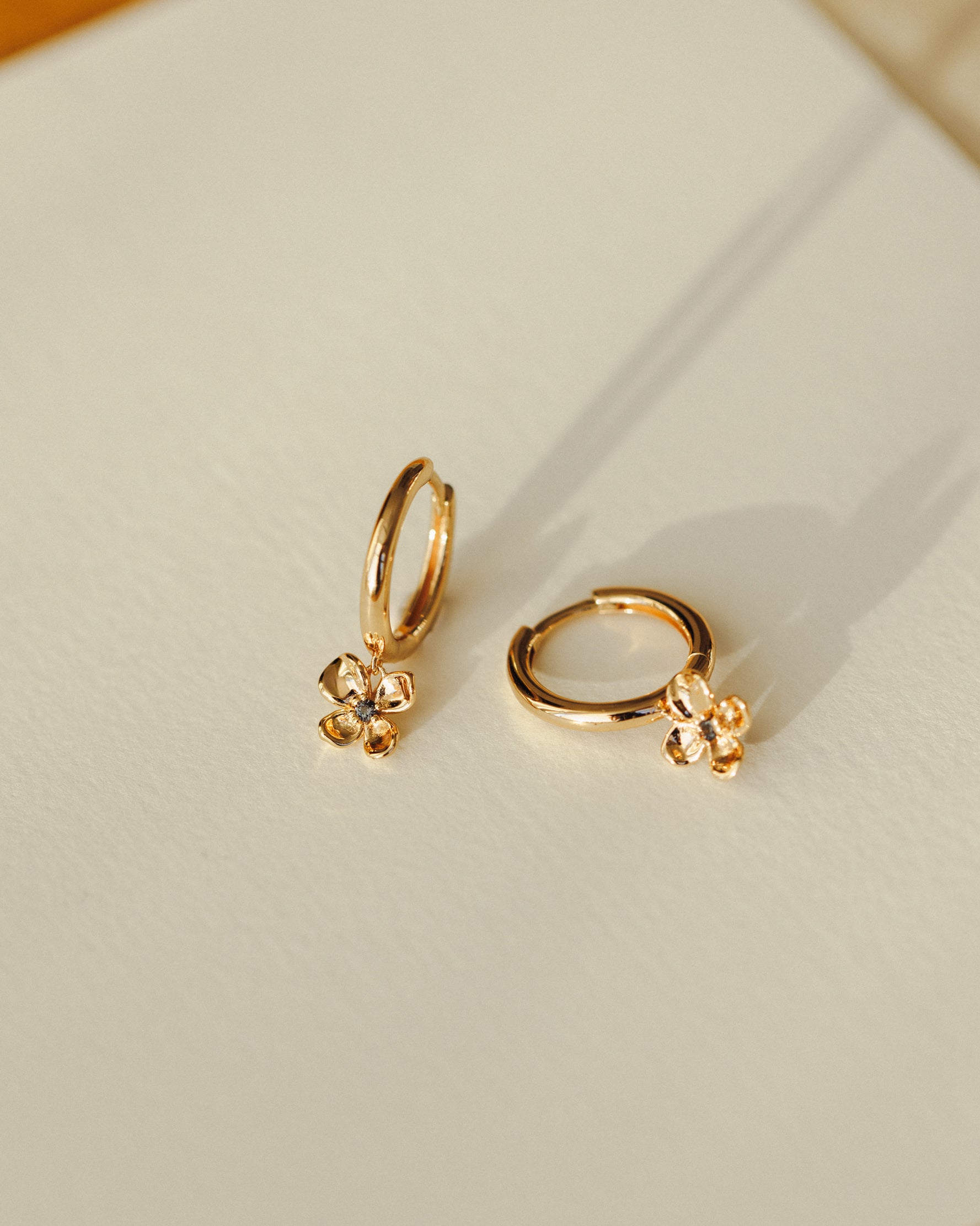 Midnight Blossom Charm Hoops