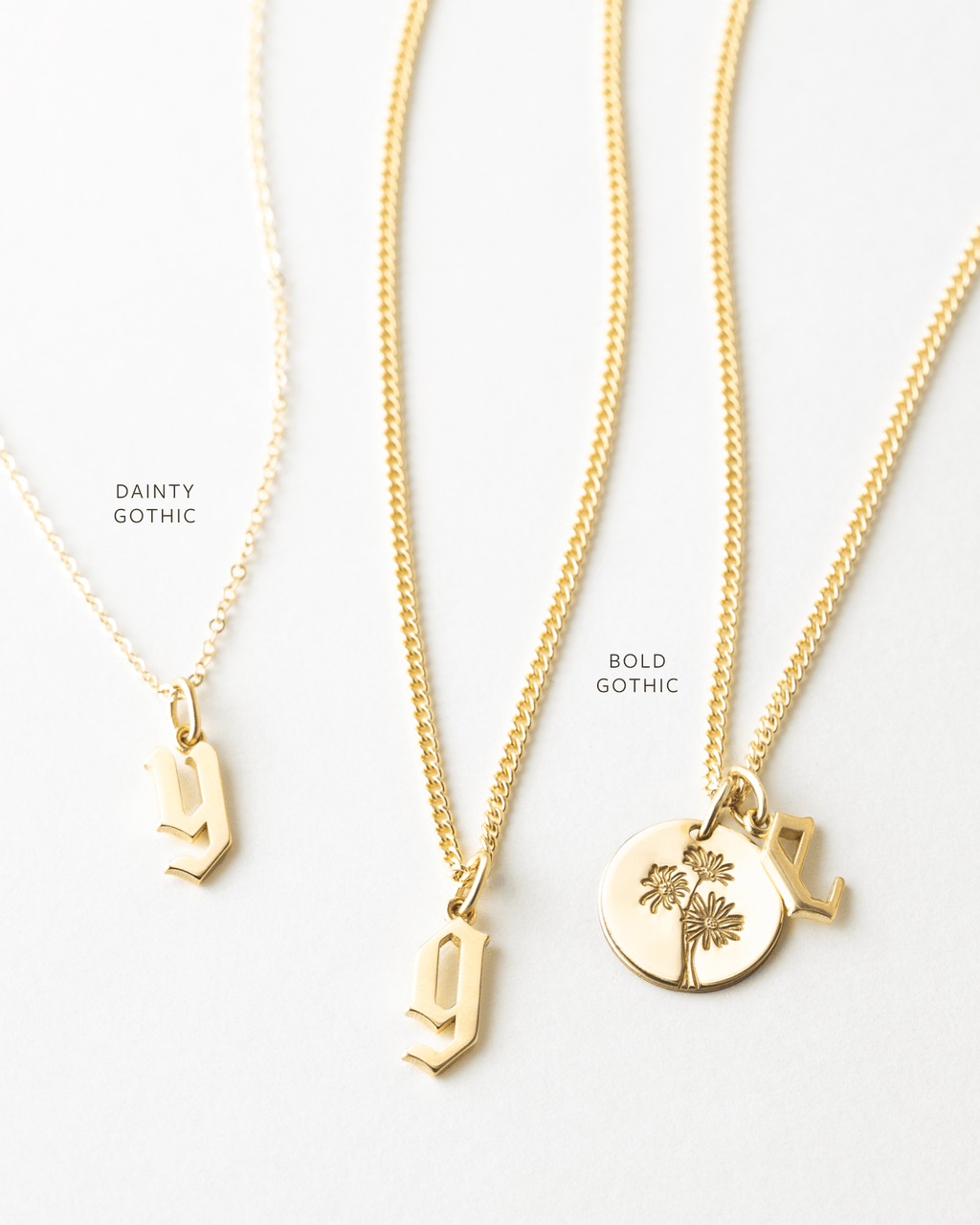 Dainty Gothic Initial Necklace