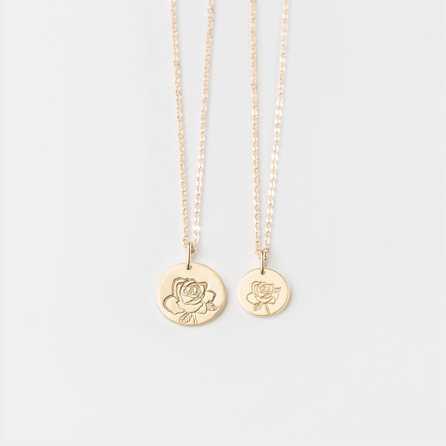 Solid Gold Birth Month Flower Necklaces