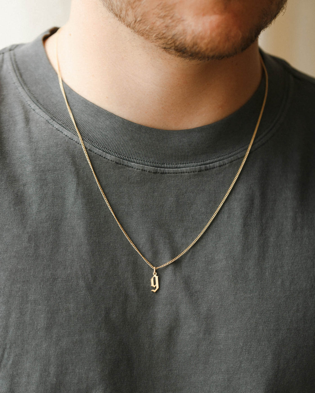 Bold Gothic Initial Necklace