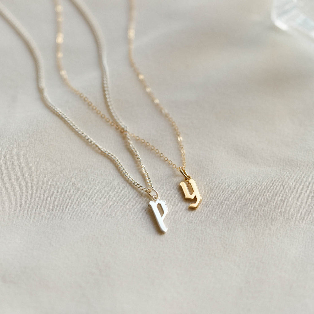 Bold Gothic Initial Necklace