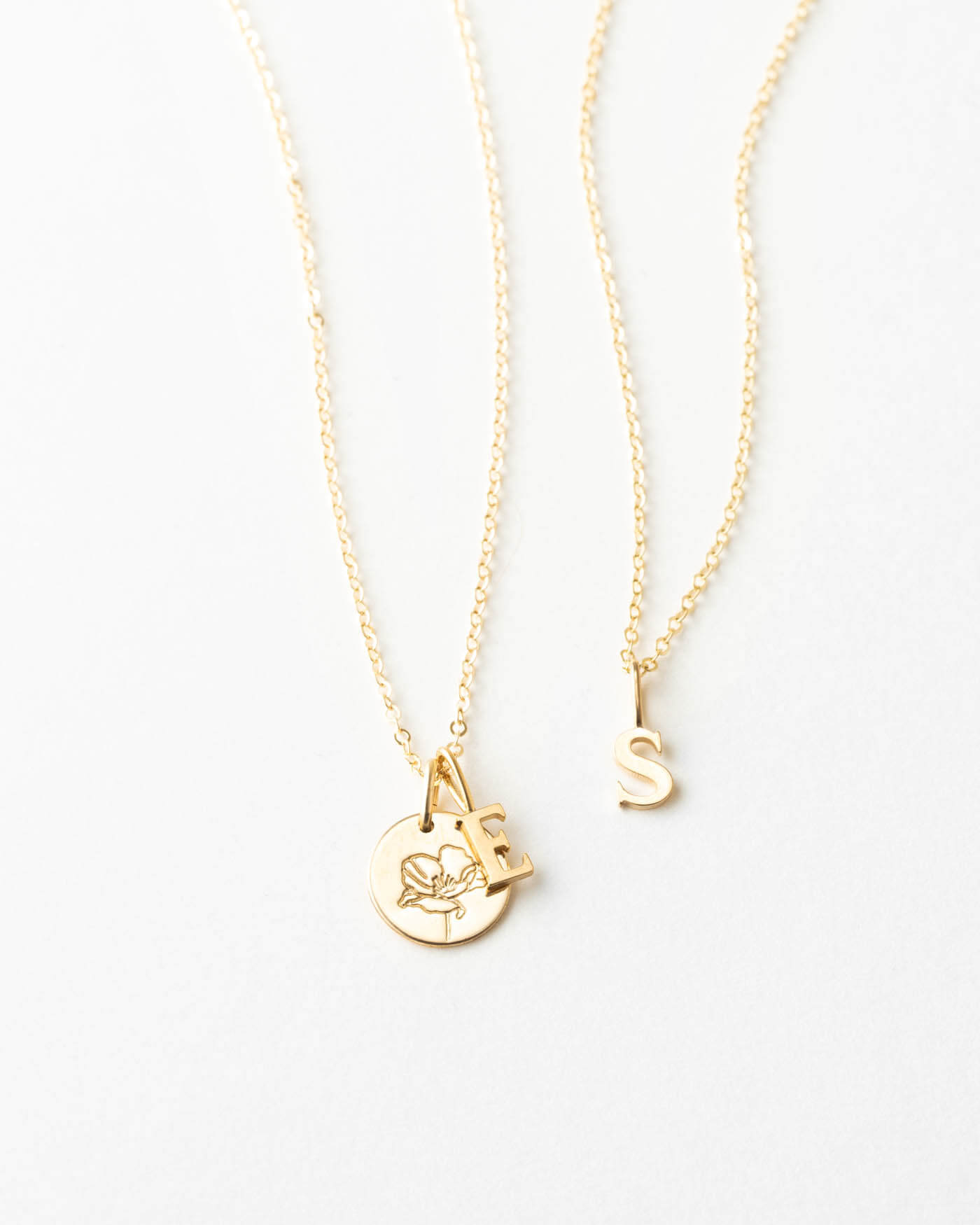 Dainty Initial Necklace Yellow Gold Letter Necklace, Gothic Letter